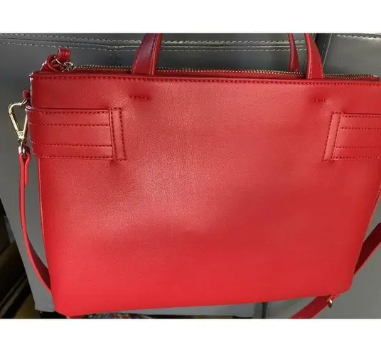 Love moschino Borsa PU Rosso Satchel Shoulder Bag Red Gold Chain Logo NWT $398