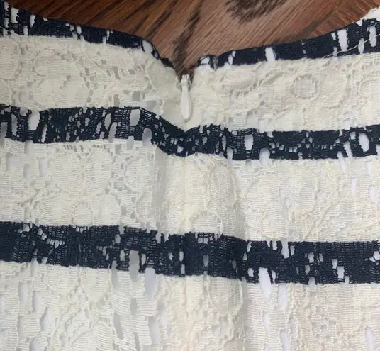 Maison Jules Black & White Striped Lace Fit & Flare Dress SZ M