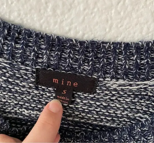 Navy & Cream Stripe Sweater Size Small by Mine Open Weave