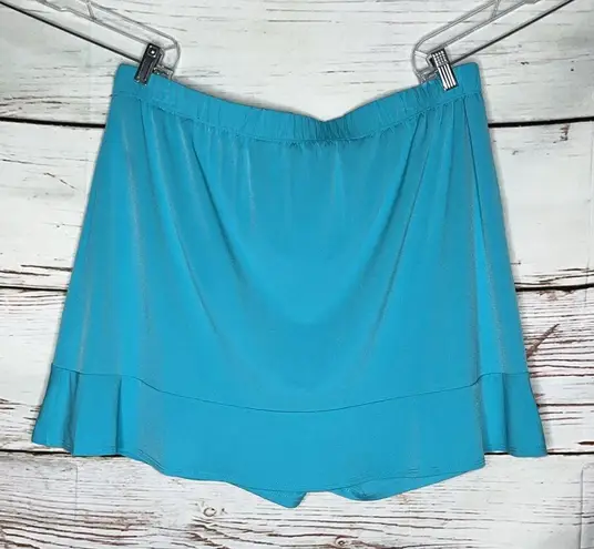 Susan Graver Size 1X Blue Pull On Skort - Skirt w/ Shorts