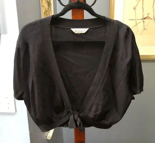 90s Vintage JohnPaulRichard Black Bolero Tie Crop Top Cardigan 1X