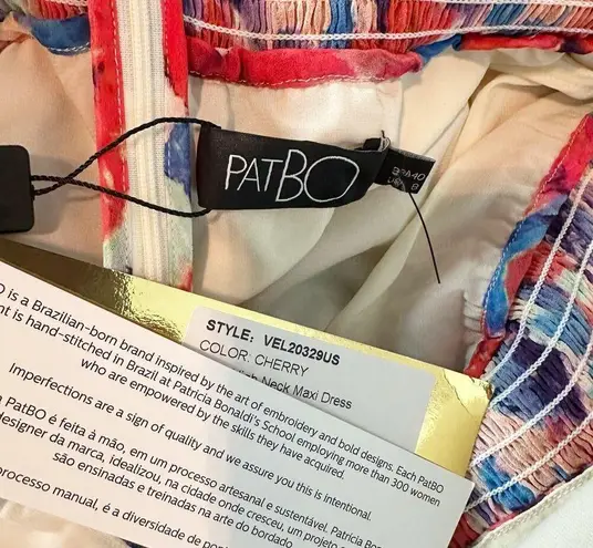 PATBO Violet Floral Flutter Halter Style Maxi Dress Size US 8 Cherry