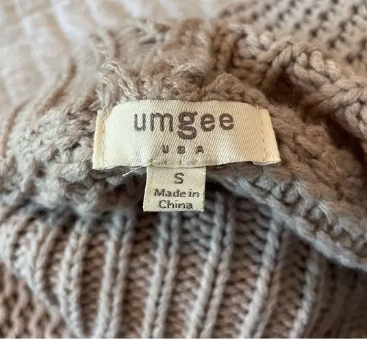 Umgee  Grey Lavender Oversized Open Knit Turtleneck Sweater Small