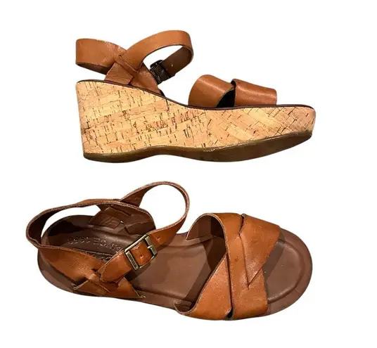 Kork-Ease MYRNA PLATFORM BROWN TAN LEATHER SANDAL 7 38