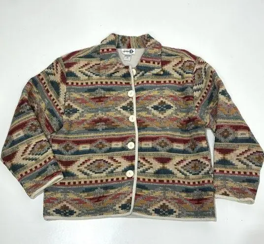 Vintage PHD Woven Blanket Tapestry Button Down Jacket Southwestern M Size M
