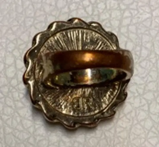 None Vintage Costume Jewelry Oval-Shaped Amber Stone Gold Tone Ring Size 9