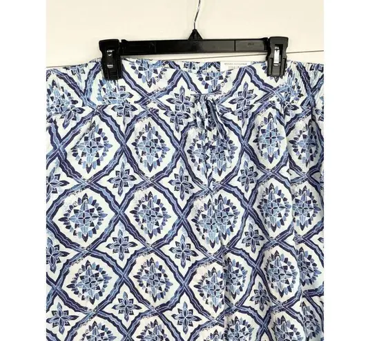 JM Collection Blue Ombre Pattern Elastic Waist Linen Blend Crop Pants Size 3X