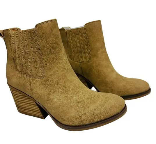 Kork-Ease Korks Hadley Natural Nubuck Chunky Block Heel Booties Womens Size 9M NWB