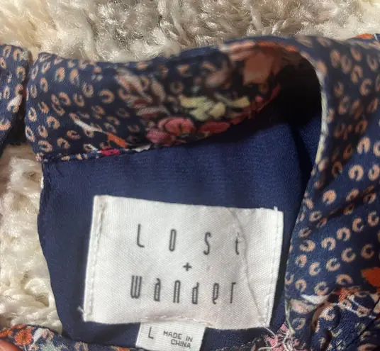 Lost + Wander Wander Cassidy Navy Blue Floral Print Mini Dress