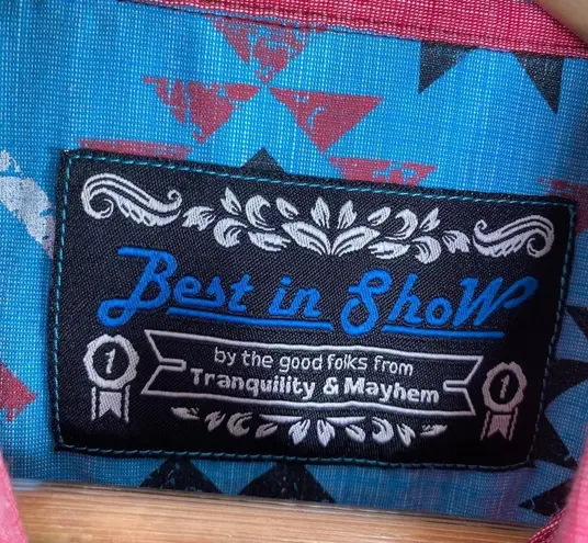 Best In Show Pink Long Sleeve Button Front Shirt Women's Size Large L