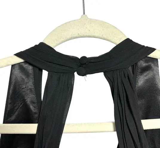 Aidan Mattox Sz 2 Black V Neck Halter Cocktail Party Dress Above Knee Sleeveless