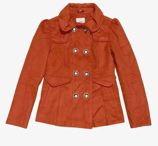 Hydraulic Double Breasted Rust Orange Women's Peacoat Jacket Medium