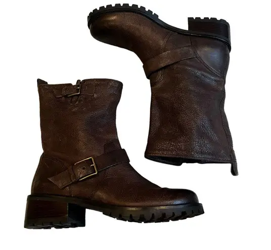 Cole Haan  Hemlock Brown Leather Engineer Motorcycle Boots, Sz 7.5