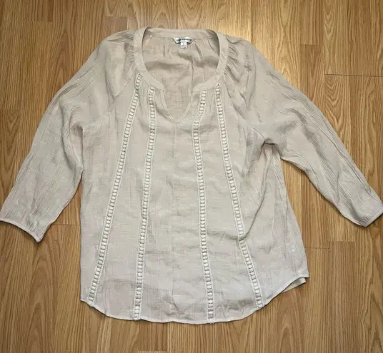 Counterparts Women’s XL Ivory Beach Boho Peasant Blouse Top Casual Lightweight