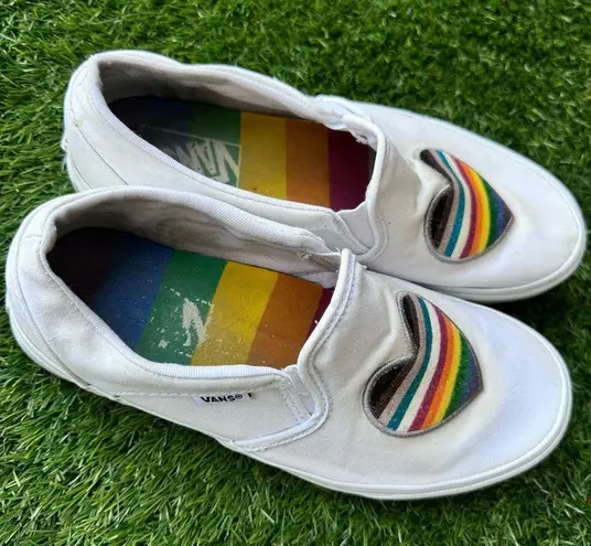 Vans Women's ® Pride Asher Slip-On Shoes White / Multicolor Size 8