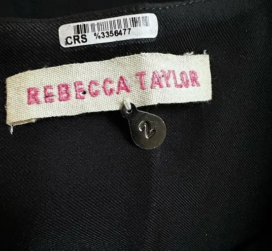 Rebecca Taylor Silk Artsy Front Zip Dress Black Watercolor Camo Cocktail Party