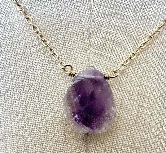 Luna Norte Raw amethyst gold plated pendant necklace Purple