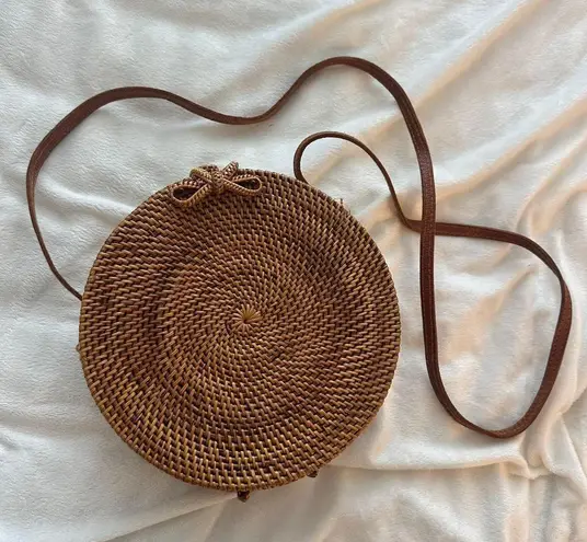 Brown Boho Round Rattan Bag