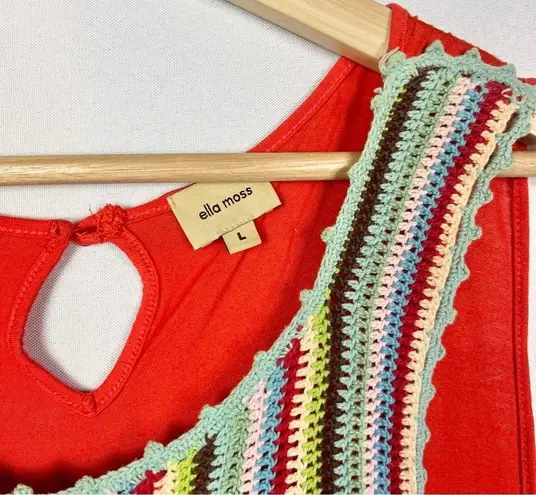 Ella Moss Orange Embroidered Scoop Neck Y2K Tank Top L