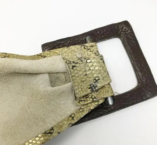 Leatherock 90s Python metallic gold leather embossed metallic wide wrap belt M