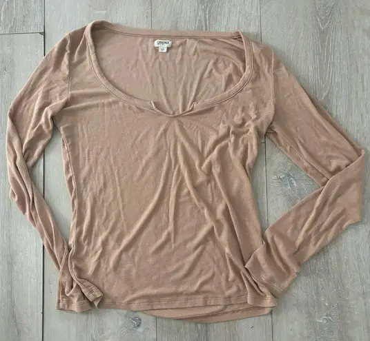 L'Agence L’agence Brown Ribbed Long Sleeve - Image 1