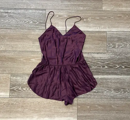 Vintage Barbizon Boutique Satin Remarque Sz S Purple Sleep Romper Teddy