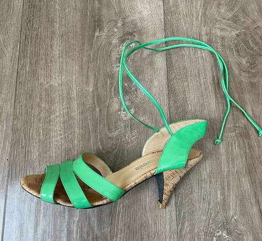 Olivia Morris Green Patent Leather Cork Heeled Sandals ~ Size 37.5