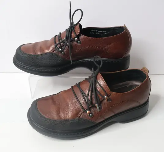 Dansko Womens Janika Lace Up Oxford Clogs Brown Leather Comfort Shoes 39 8.5 9