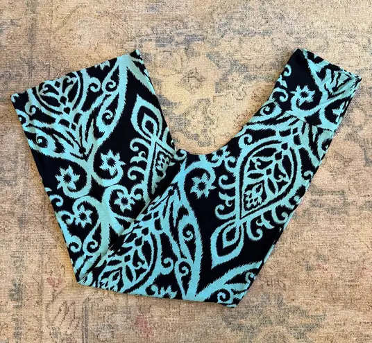 Cezanne EUC Black and Teal Wide Leg Pants Blue Size M