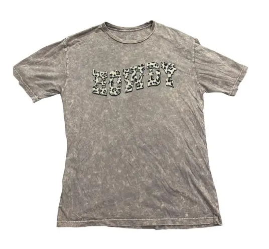 Lotus Fashion Howdy Women Medium Leopard Print Acid Wash Graphic T