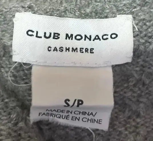Club Monaco 100% Cashmere Women's Gray Knit 3/4 Sleeve Zip Sweater Shirt Top S