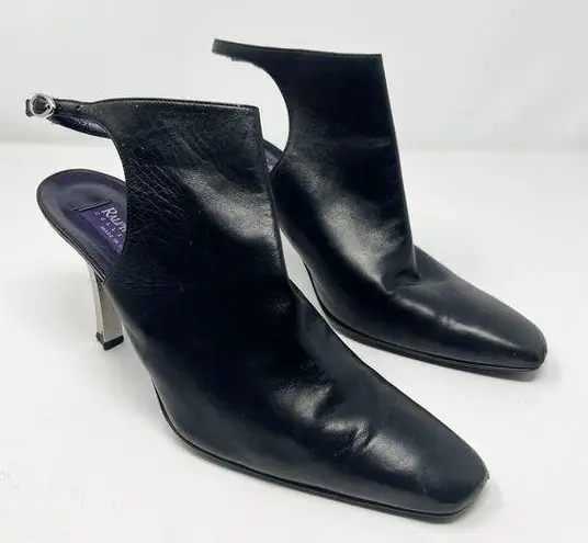 Ralph Lauren Collection Purple Label Leather Slingback Heels Size 10 Black