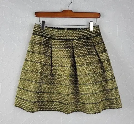 June & Ivy Womens Skirt Size L Gold Black Metallic Pleated A