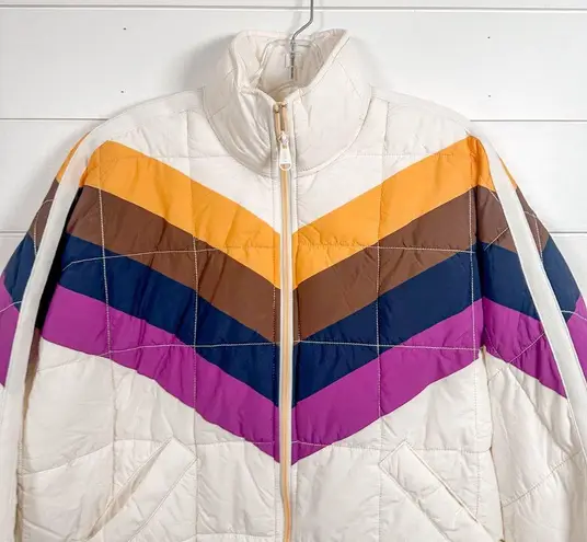 NEW FP Movement x Hatch Printed Puffer Jacket Ivory Chevron Size XS MSRP $248 Purple