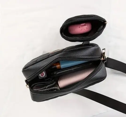 Elegant Women's Goth Crossbody Bag Set with Coin Purse Black