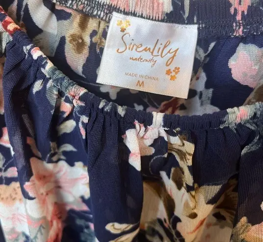 Siren Lily 2/$12 Women’s Maternity Pink Navy Floral Sheer Stretchy Top Size M
