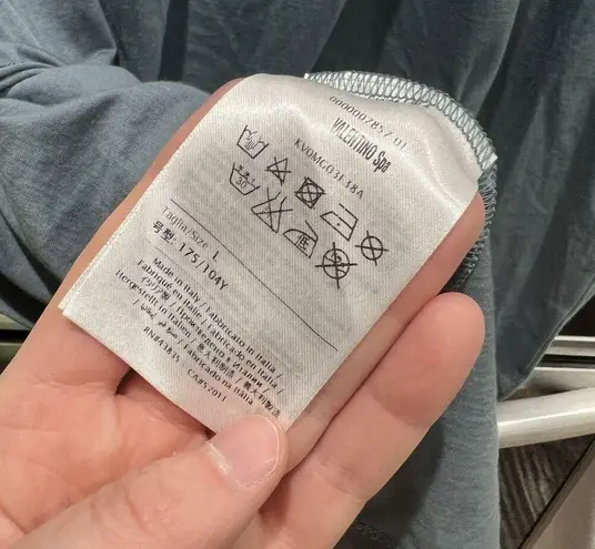 Valentino Hibiscus Floral Appliqué Stone Blue Tshirt Women’s Large