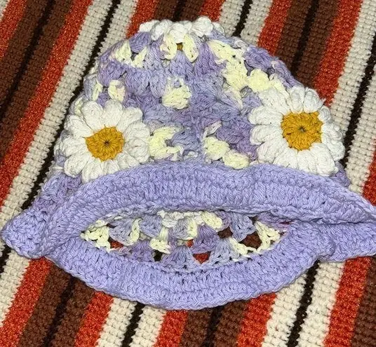 Daisy Hand Crochet  Puff Flower Bucket Hat