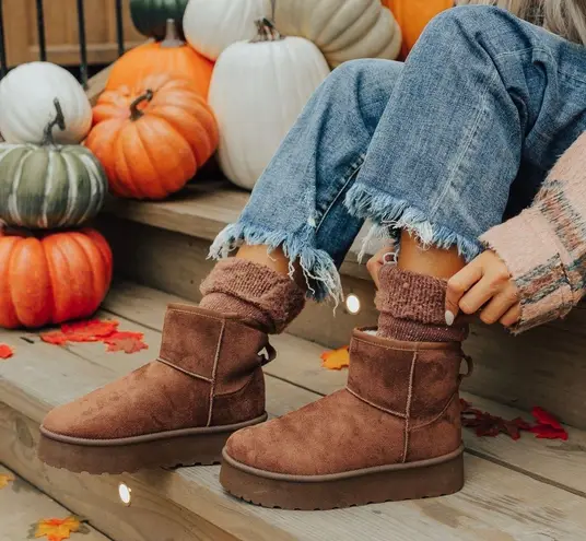 Forever Link Chestnut Faux Suede Platform Boot