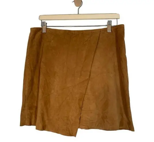 Chelsea28 Suede Leather Faux Wrap Mini Skirt Size Large NWT