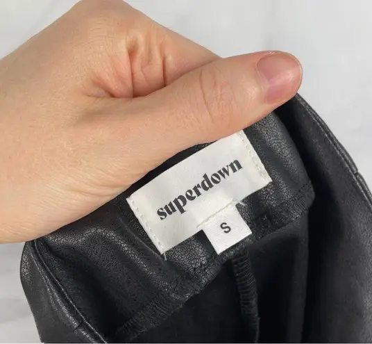 superdown Revolve Chanice Buckle Pant Faux Leather High Waisted Crop Black S