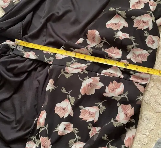 Floral Maxi Dress Wrap Style Flutter Sleeves Multi Size M