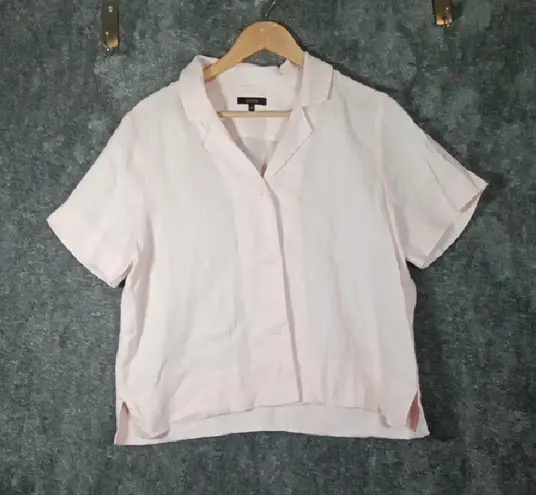 Quince European Linen Short Sleeve Shirt Pale Pink Vacation Resort Size Medium