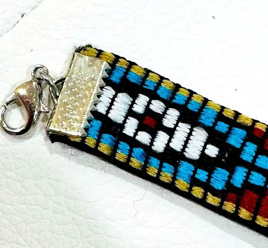 Embroidered Tribal Aztec Choker Blue