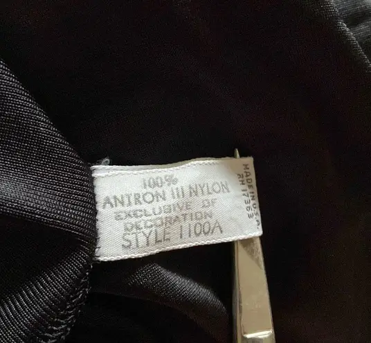 Vintage 1990s black waist half slip knee length midi Komar large Aniron Nylon