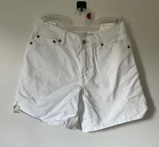 American Eagle  Stretch White Strigid High Rise Relaxed Blue Jean Casual Shorts 0