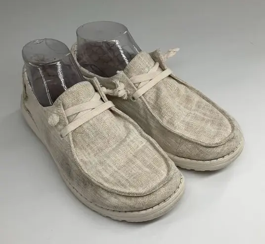 Hey Dude Womens Wendy Slip On Low Top Glitter Lightweight Loafers Shoes Beige 9