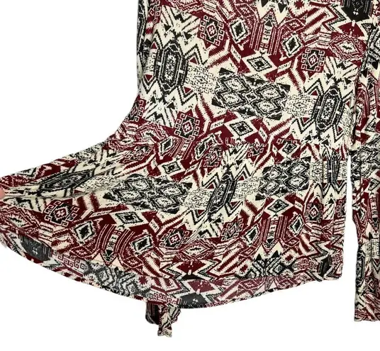 Coco + Jaimeson Boho Tassel Tie Neck Flare Sleeve Blouse