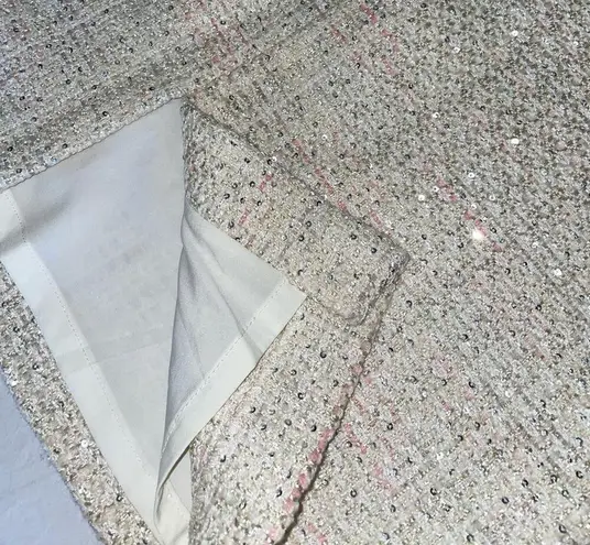 Tahari Sparkle Tweed Pink Champagne Mini Skirt size 16