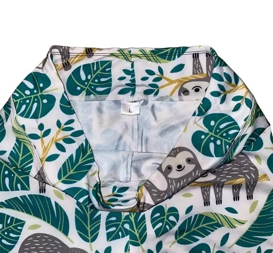 Sloth Tree Jungle Printed Athleisure Athletic Cozy Core Leggings Tights size L Size L